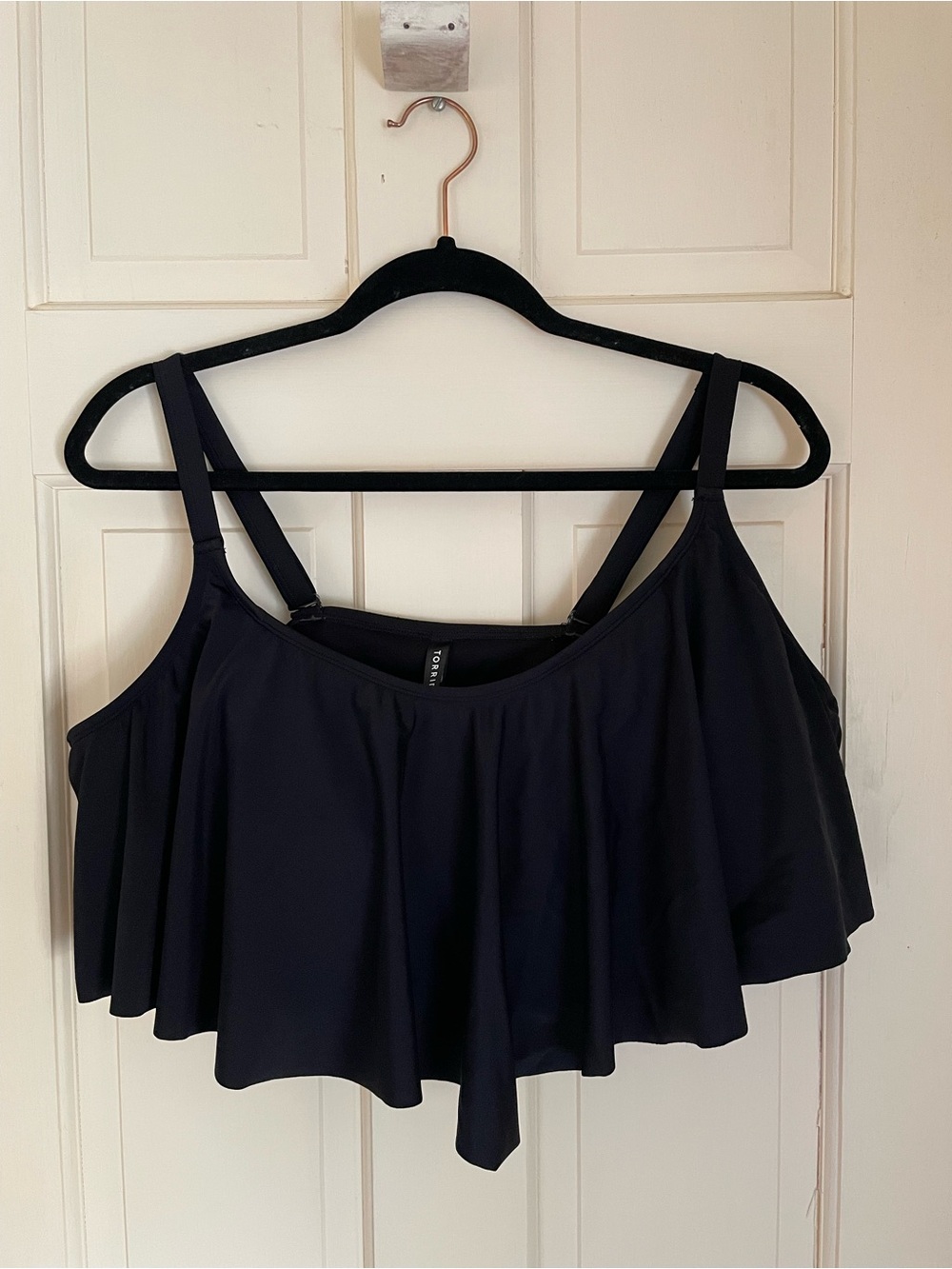 Black Flounce Swimsuit Top